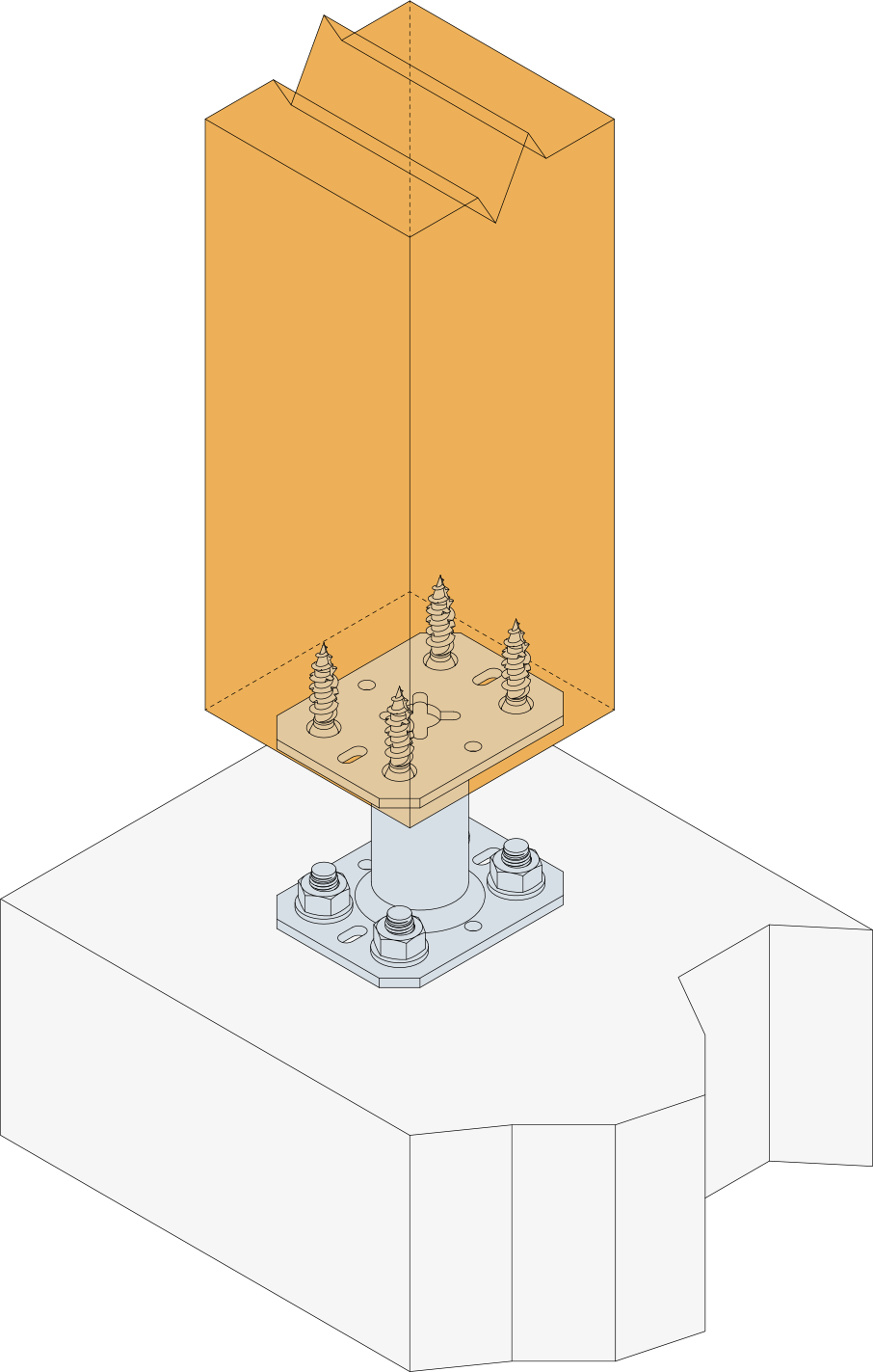 Pé de Prumo de Balaustrada em Aço 90x70mm