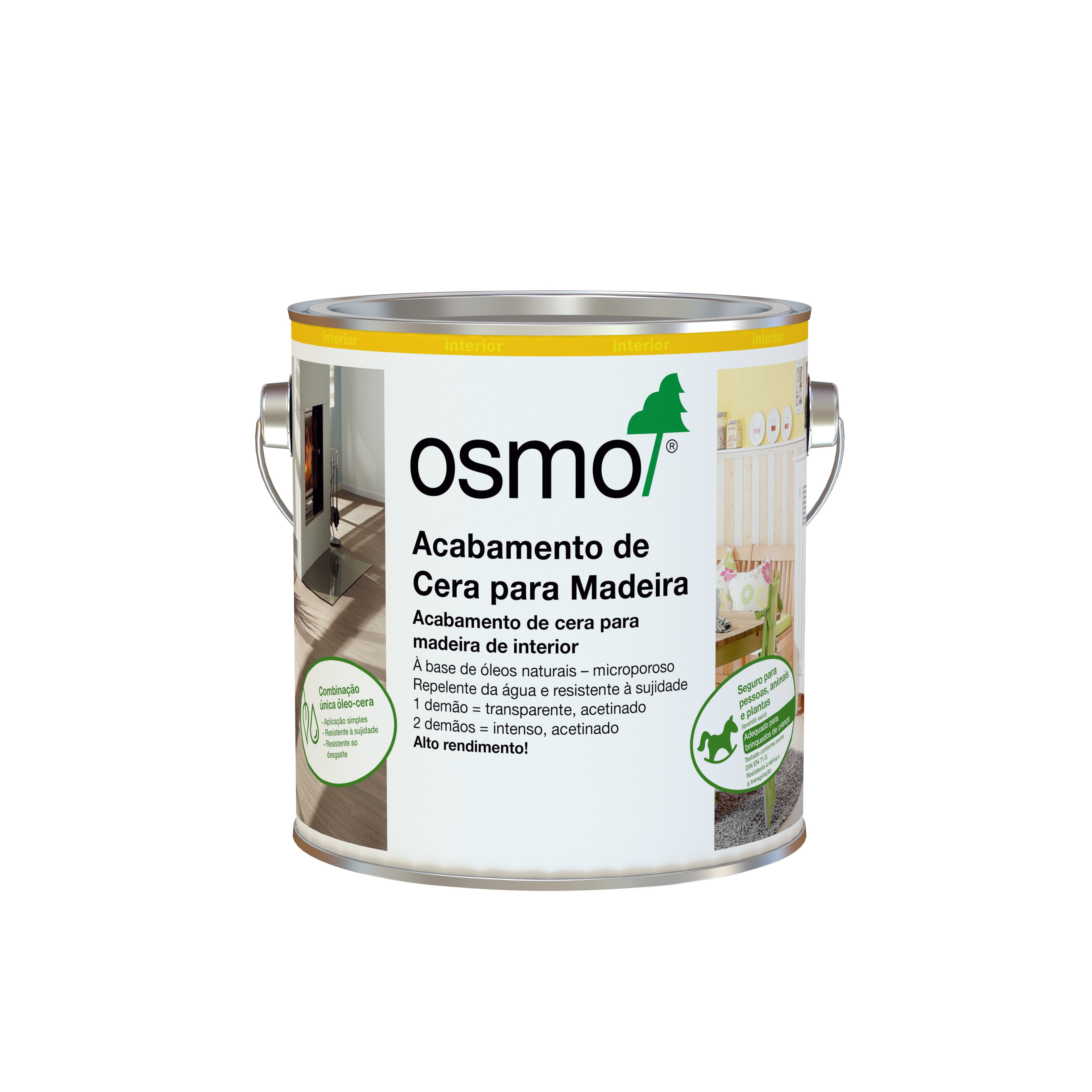 Acabamento de Cera para Madeira Osmo 2,5L - Ref. 3111 Branco Acetinado