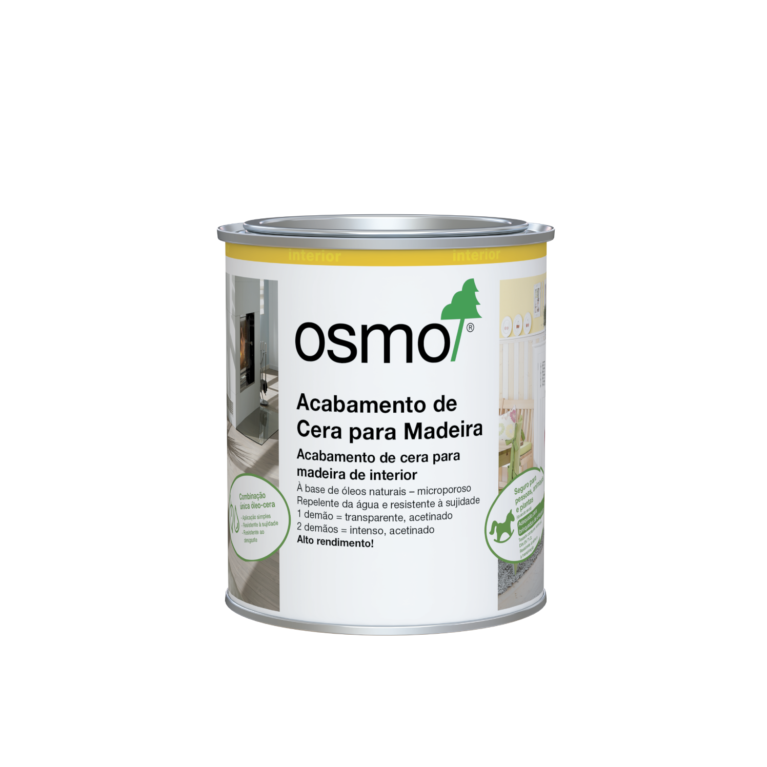 Acabamento de Cera para Madeira Osmo 750ml - Ref. 3166 Nogueira Acetinado