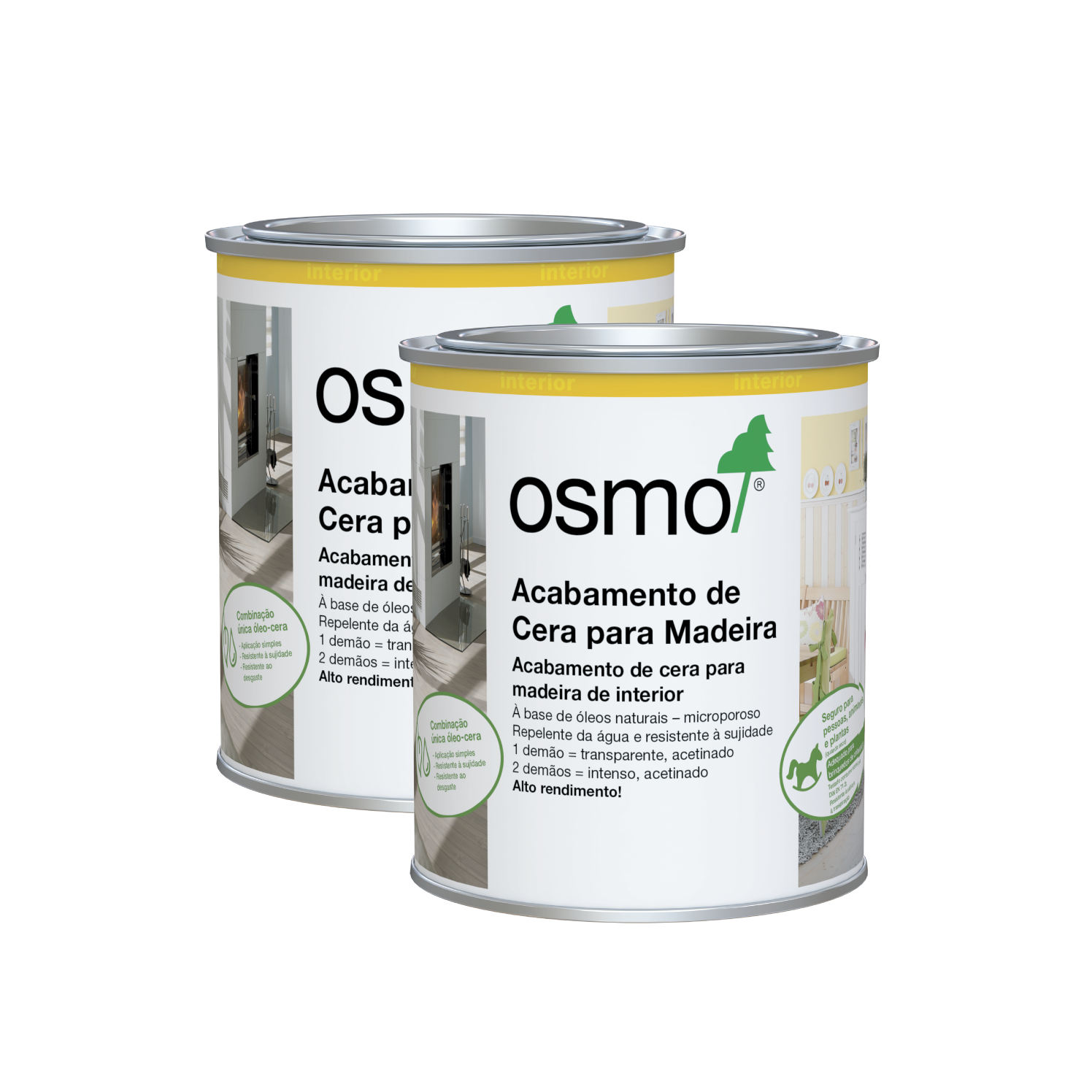 Pack 2 Latas Acabamento de Cera para Madeira Osmo 750ml - Ref. 3168 Carvalho Envelhecido Acetinado
