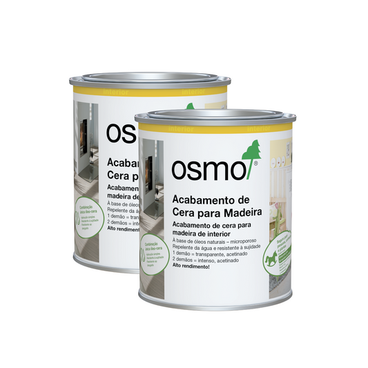 Pack 2 Latas Acabamento de Cera para Madeira Osmo 750ml - Ref. 3168
